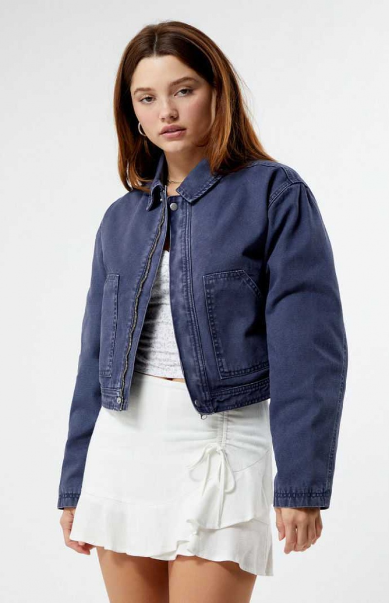 GRAY PacSun Canvas Cropped Jacket | JLZNGAB-46