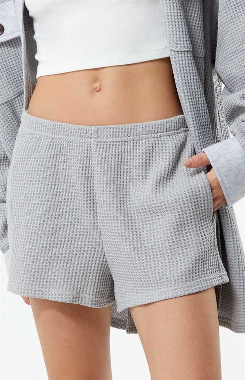 GRAY PacSun Easy Mini Waffle Knit Lounge Shorts | ZDMUXBQ-19