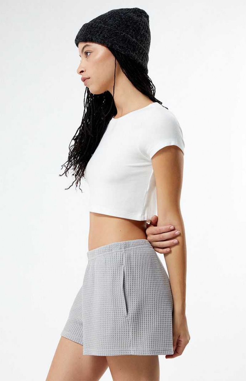 GRAY PacSun Easy Mini Waffle Knit Lounge Shorts | ZDMUXBQ-19