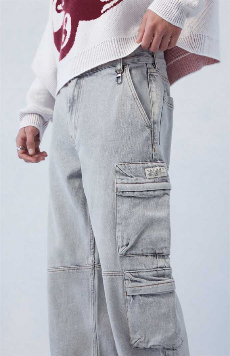 GRAY PacSun Eco Gray Baggy Cargo Jeans | IGUVRCW-38