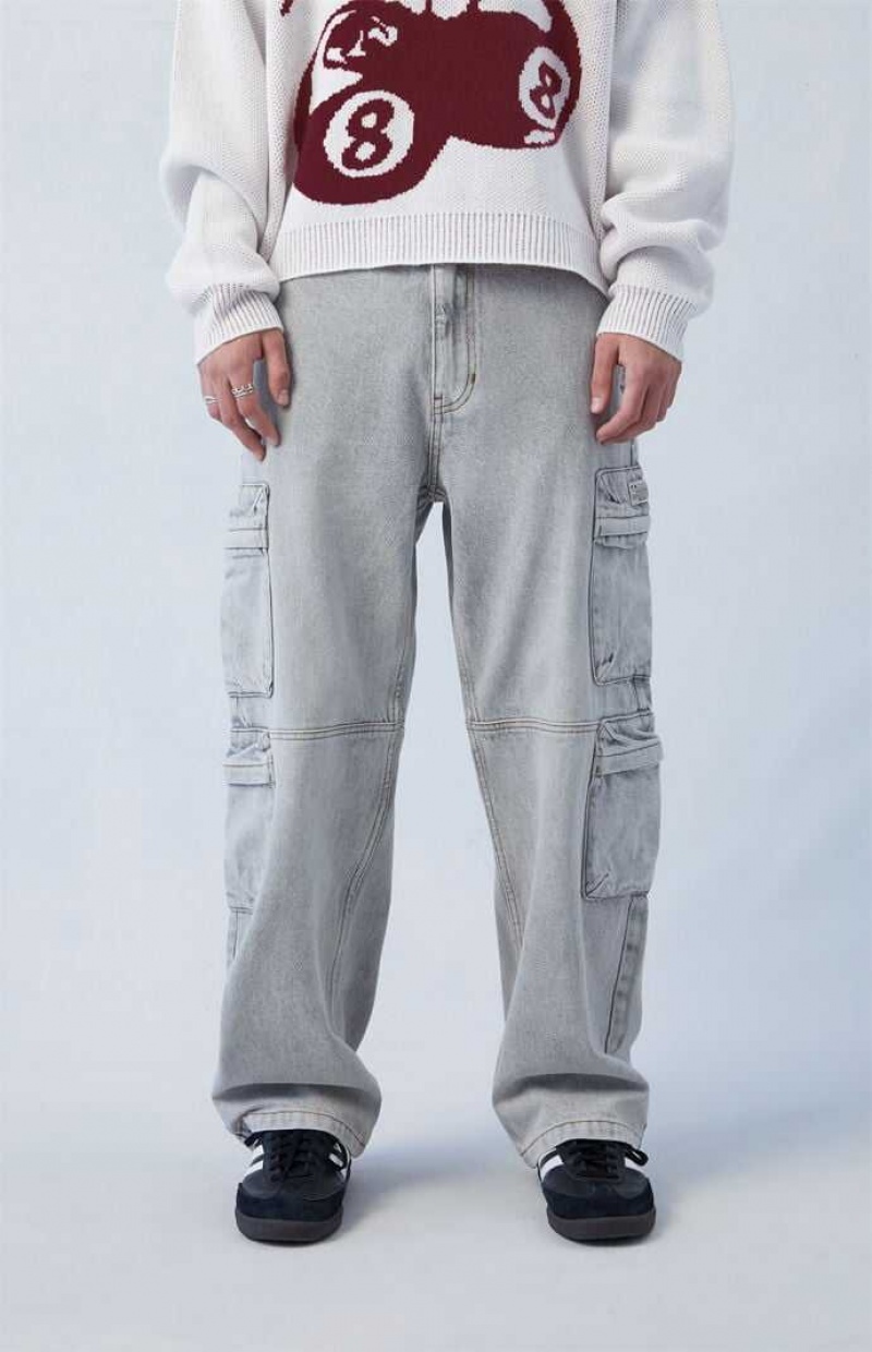 GRAY PacSun Eco Gray Baggy Cargo Jeans | IGUVRCW-38