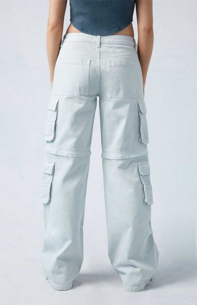 GRAY PacSun Eco Gray Low Rise Baggy Zip Off Pants | OZULPMQ-52