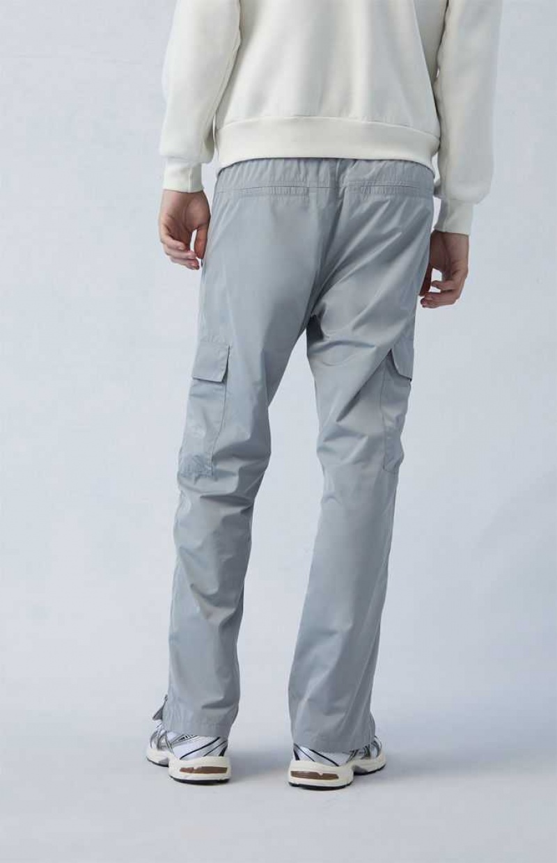 GRAY PacSun Gray Nylon Straight Cargo Pants | MKWVLHQ-09