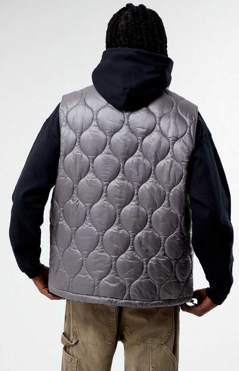 GRAY PacSun Gray Quilted Vest | CAHXMES-92