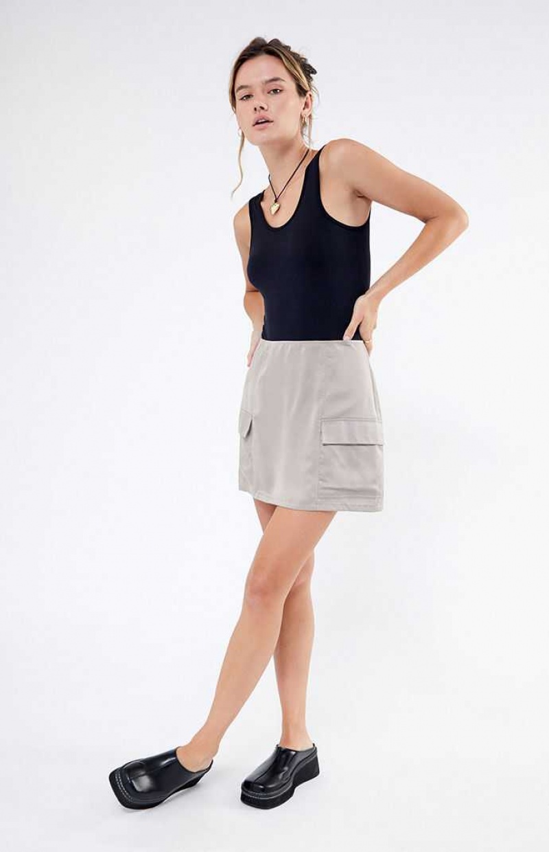 GRAY PacSun Kendall & Kylie Satin Cargo Mini Skirt | NUMVWAE-63