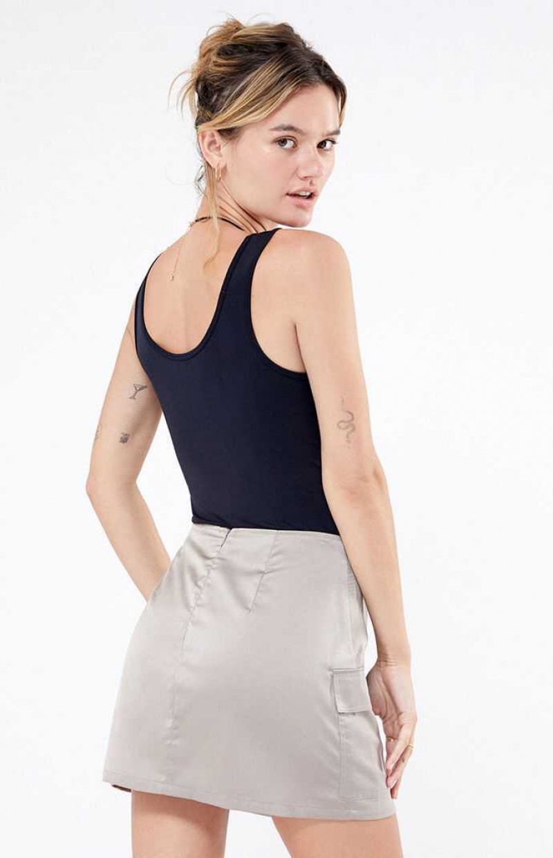 GRAY PacSun Kendall & Kylie Satin Cargo Mini Skirt | NUMVWAE-63