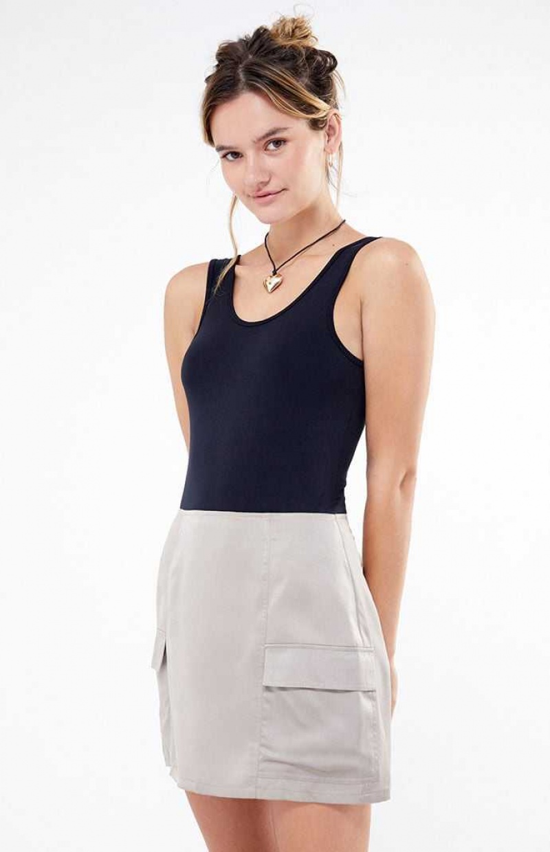 GRAY PacSun Kendall & Kylie Satin Cargo Mini Skirt | NUMVWAE-63