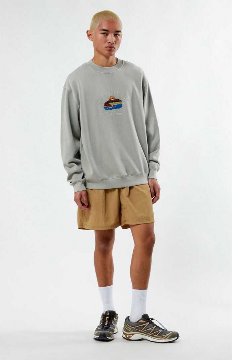 GRAY PacSun Monterey Bay Crew Neck Sweatshirt | KLDGRWN-36