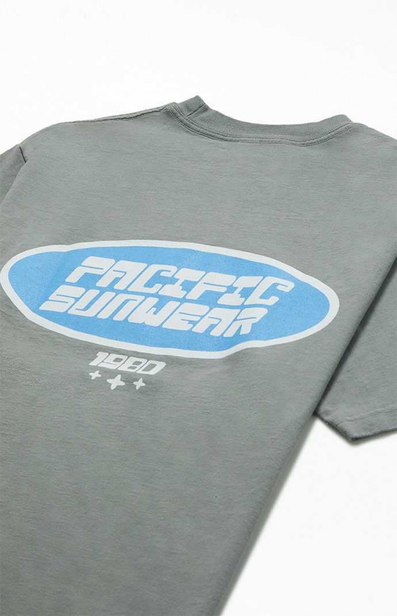 GRAY PacSun Pacific Sunwear Badge T-Shirt | SJYAIXO-14