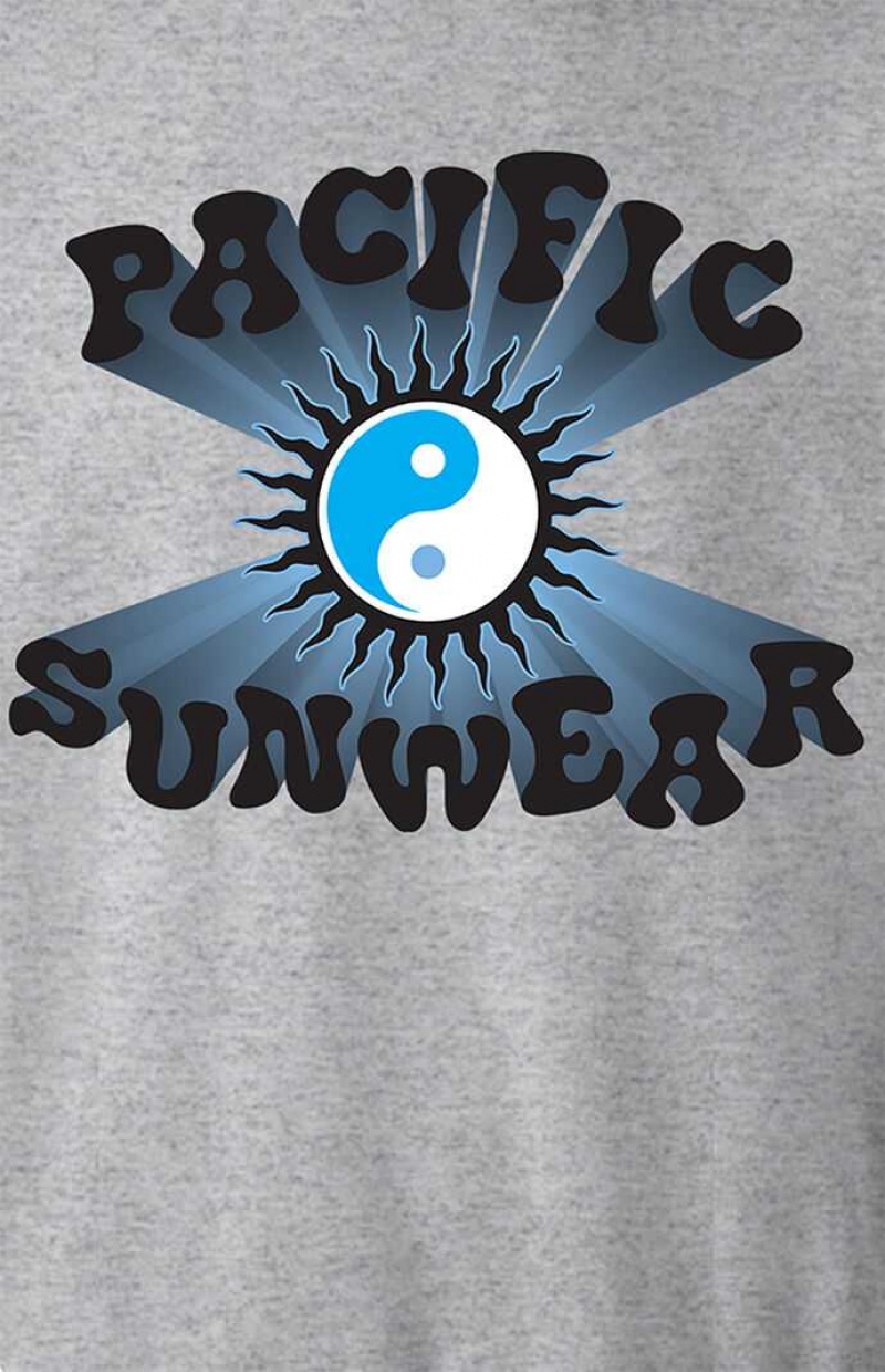 GRAY PacSun Pacific Sunwear Yin & Yang Crew Neck Sweatshirt | SOBZIWV-51