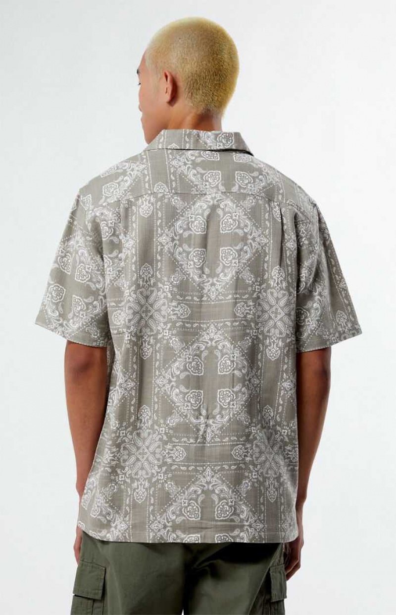 GRAY PacSun Paisley Camp Shirt | FHRNKWU-34