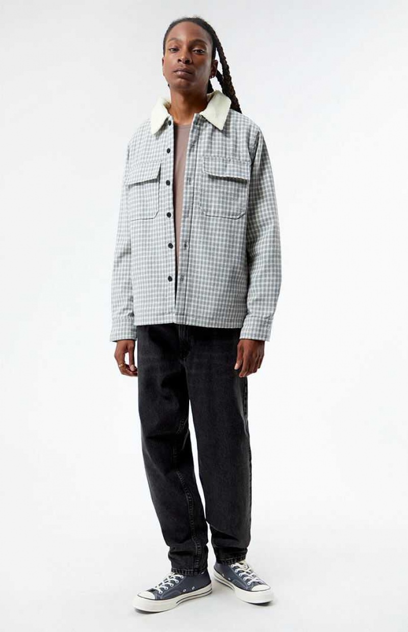 GRAY PacSun Plaid Sherpa Shacket | RCWQVNM-59