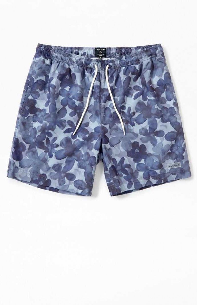 GRAY PacSun Recycled Tonal Floral 6.5" Swim Trunks | QBYKEAD-15