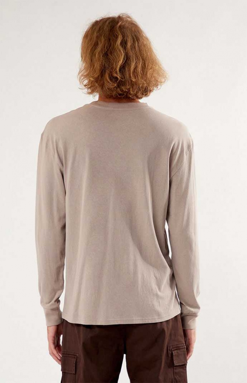 GRAY PacSun Reece Basic Long Sleeve T-Shirt | WMTDNEB-02