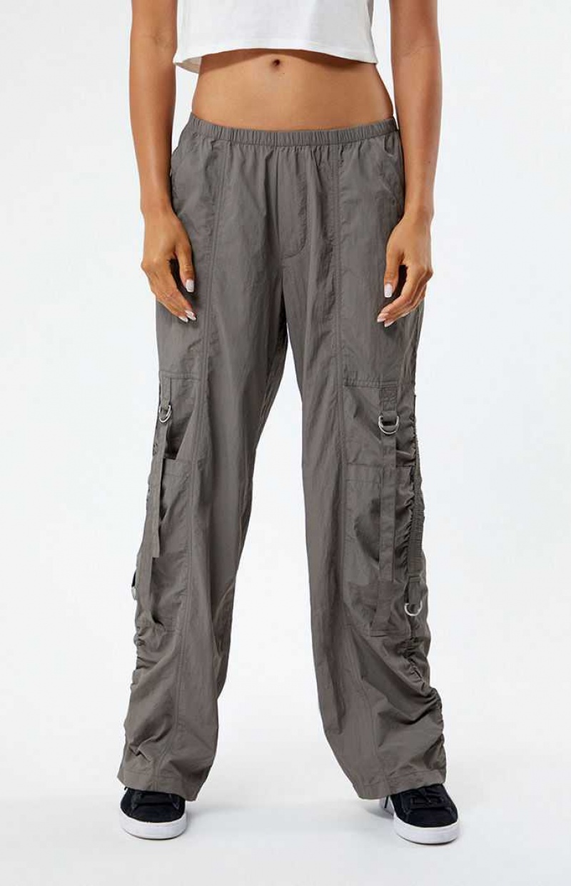 GRAY PacSun Ruched Low Rise Pull-On Pants | YQRNOEI-30