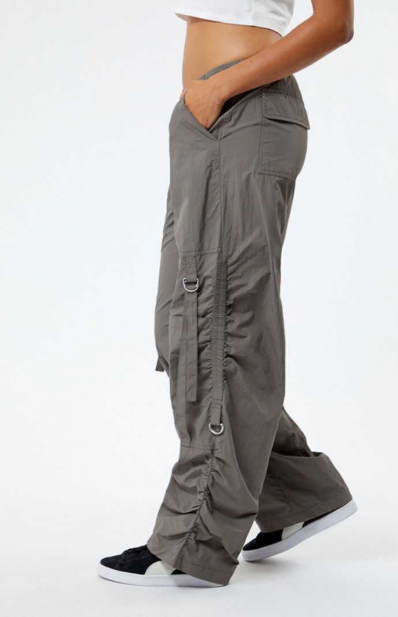 GRAY PacSun Ruched Low Rise Pull-On Pants | YQRNOEI-30