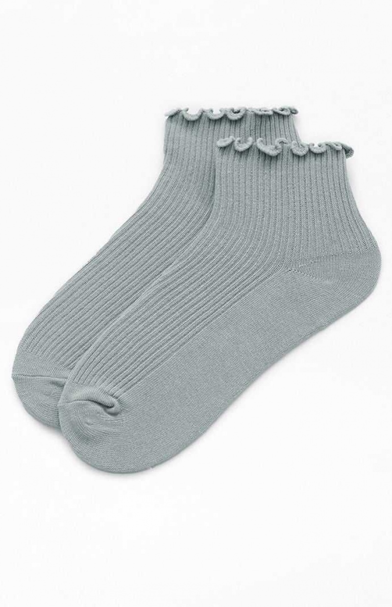 GRAY PacSun Ruffle Ankle Socks | ADYSKQF-04