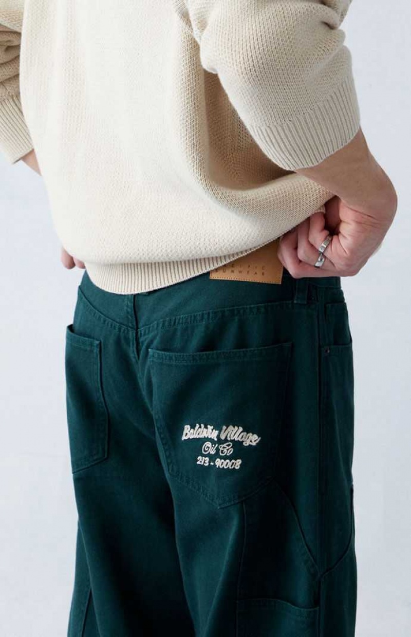 GREEN PacSun Baggy Graphic Carpenter Jeans | JCPHGSL-42