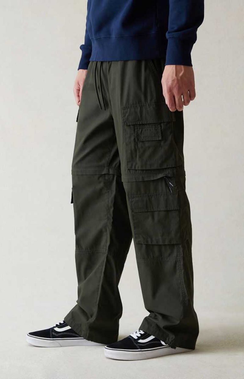 GREEN PacSun Canvas Green Baggy Zip Off Cargo Pants | CRWVSKF-65