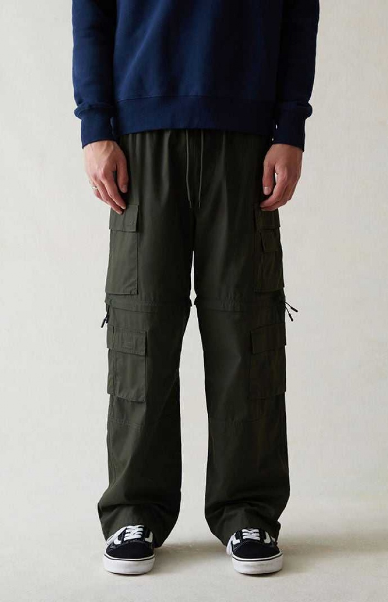 GREEN PacSun Canvas Green Baggy Zip Off Cargo Pants | CRWVSKF-65