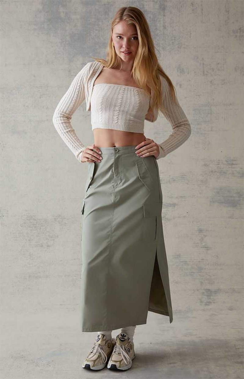 GREEN PacSun Cargo Midi Skirt | IJHBTNQ-97