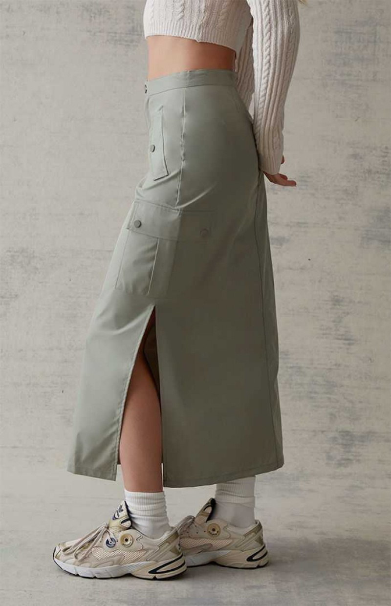 GREEN PacSun Cargo Midi Skirt | IJHBTNQ-97