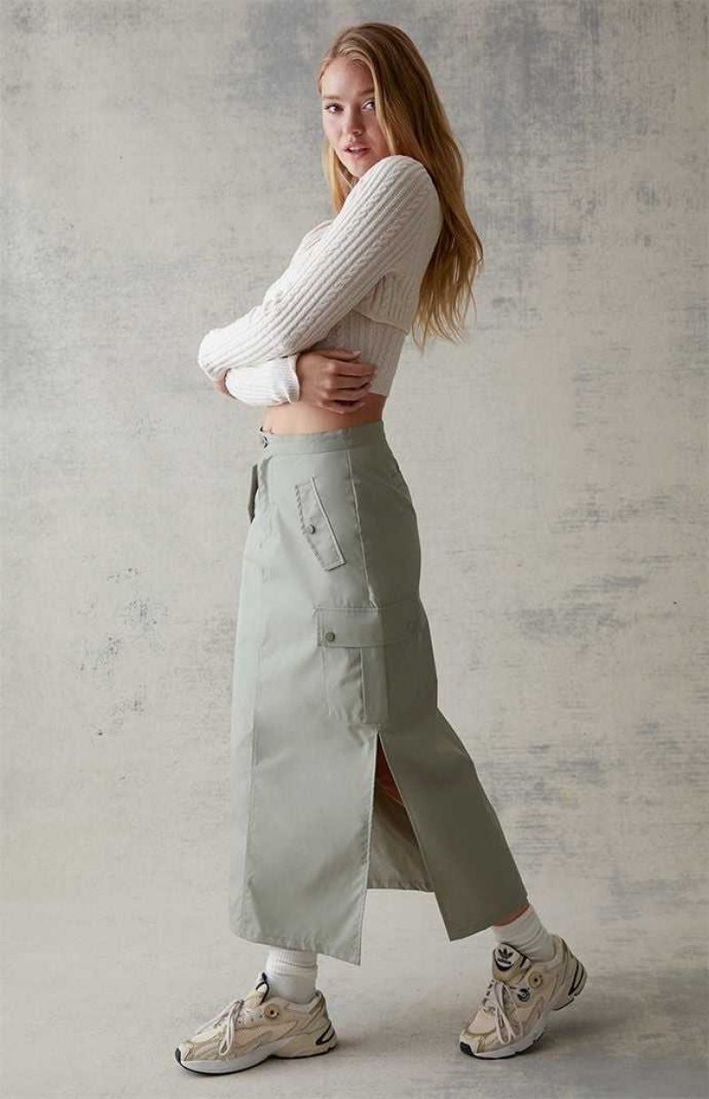 GREEN PacSun Cargo Midi Skirt | IJHBTNQ-97