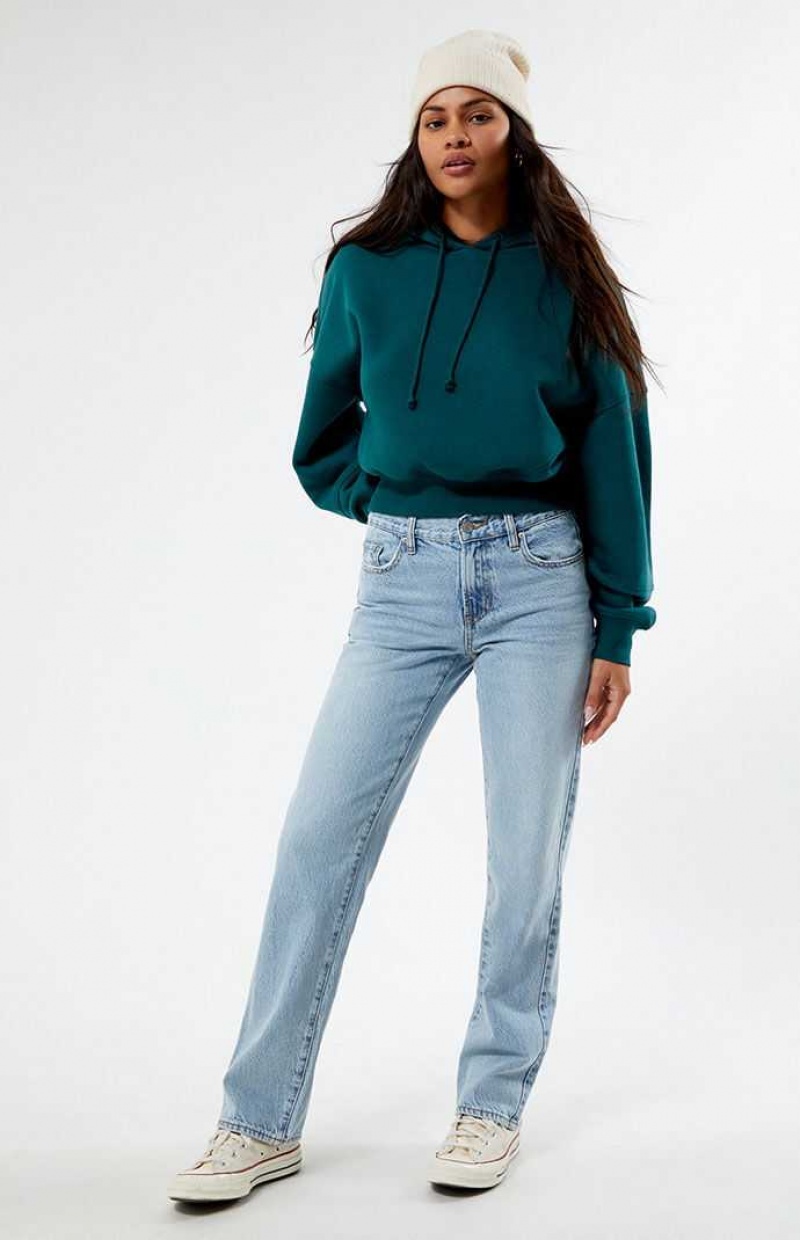 GREEN PacSun Classic Cropped Hoodie | ULSFOWB-23