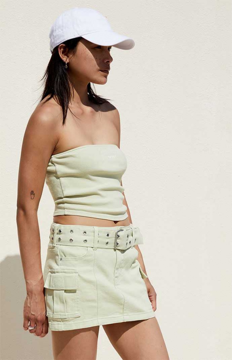 GREEN PacSun Green Cargo Denim Mini Skirt | NJCLXPQ-92