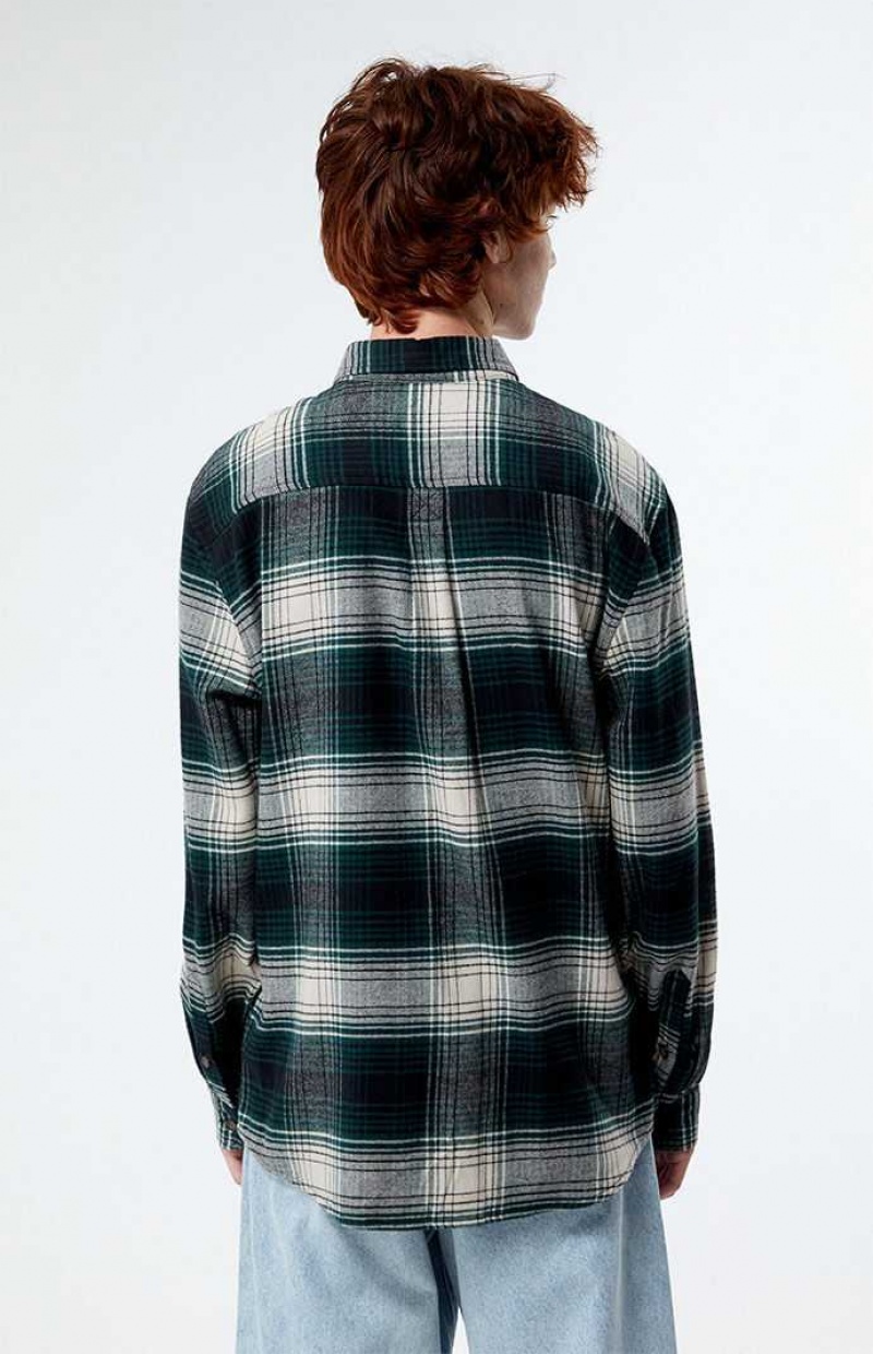 GREEN PacSun Green Classic Plaid Shirt | FGVTUHN-06