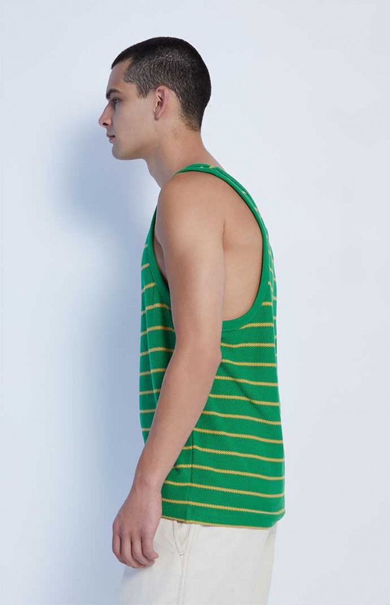 GREEN PacSun Green Jacquard Striped Tank Top | FAKSUPT-48