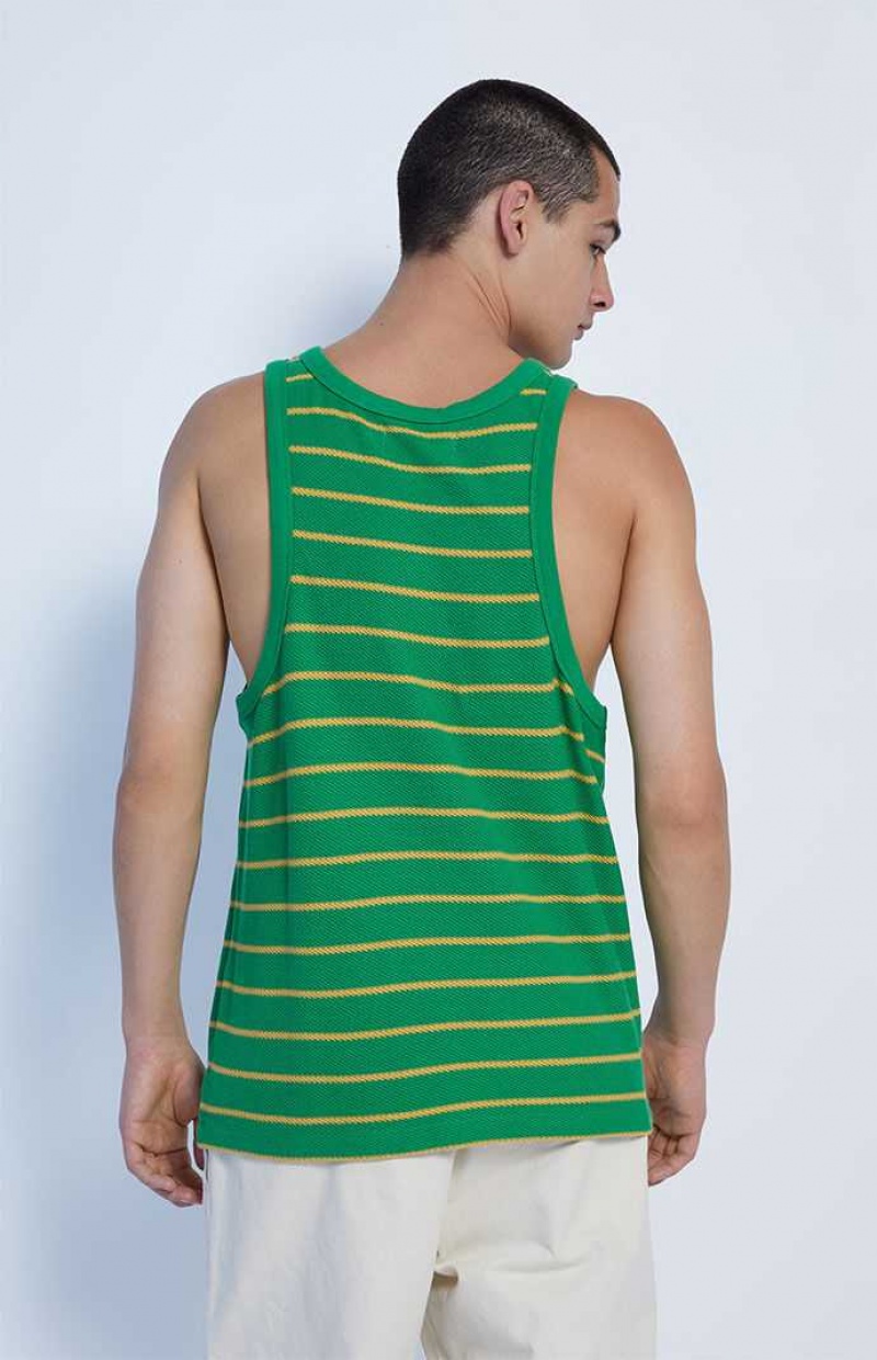 GREEN PacSun Green Jacquard Striped Tank Top | FAKSUPT-48