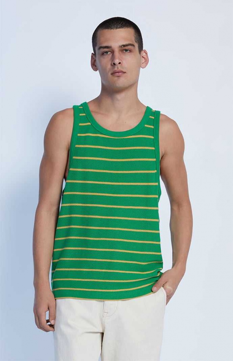 GREEN PacSun Green Jacquard Striped Tank Top | FAKSUPT-48