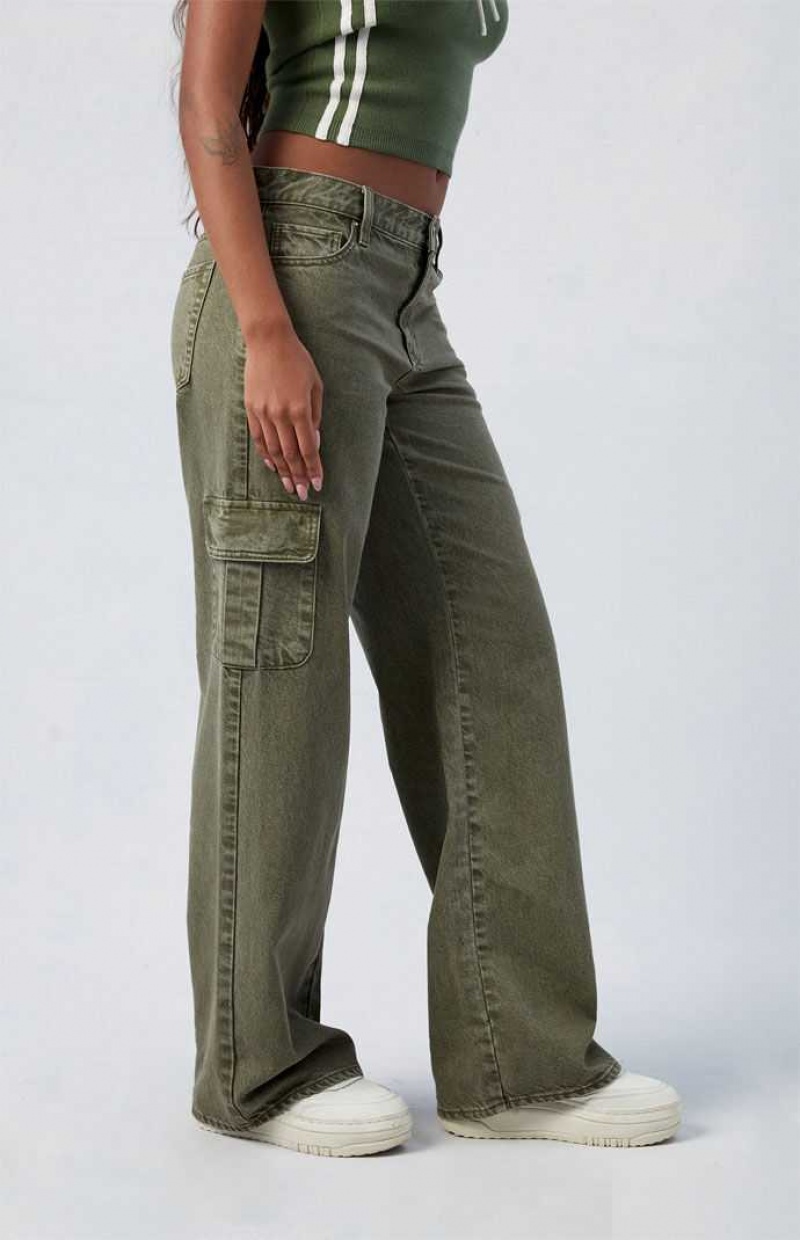 GREEN PacSun Green Low Rise Extreme Baggy Cargo Pants | POUZIRK-27