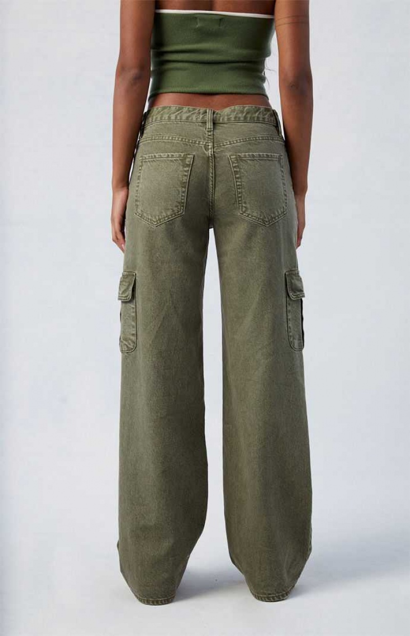 GREEN PacSun Green Low Rise Extreme Baggy Cargo Pants | POUZIRK-27