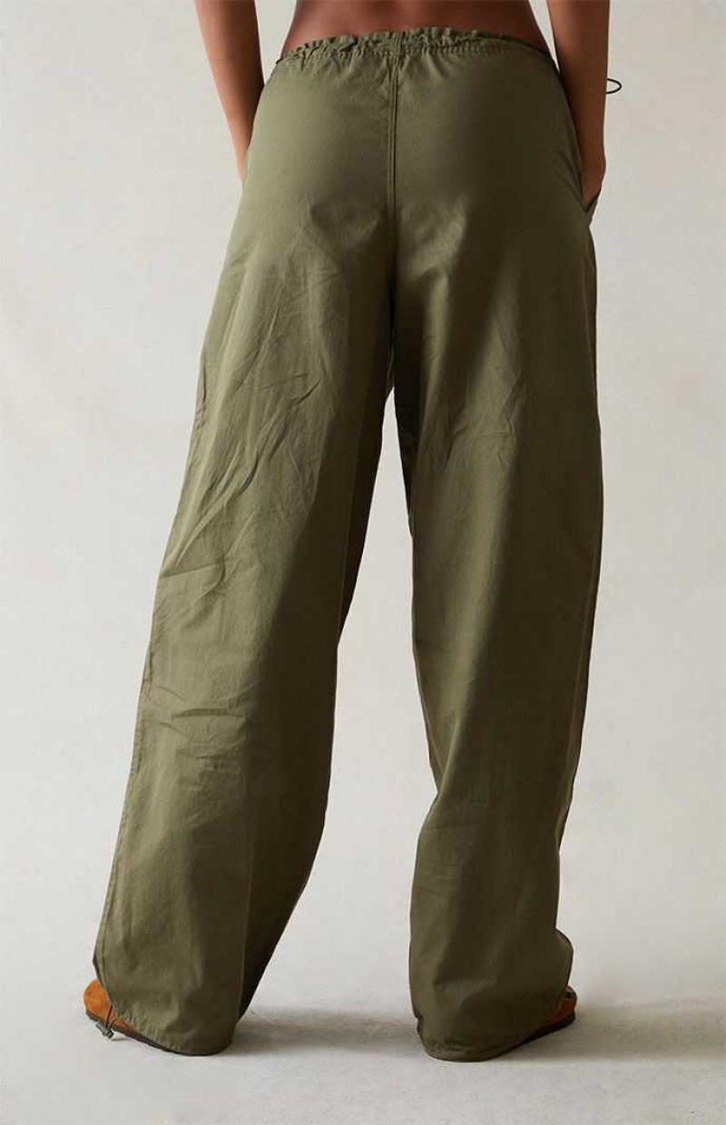 GREEN PacSun Green Low Rise Parachute Pants | FRJPWQT-34