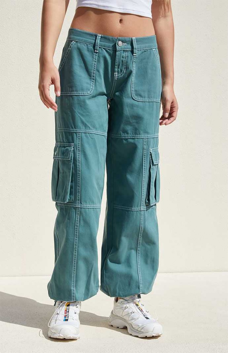 GREEN PacSun Green Low Rise Wide Leg Cargo Pants | WOHIKUV-60