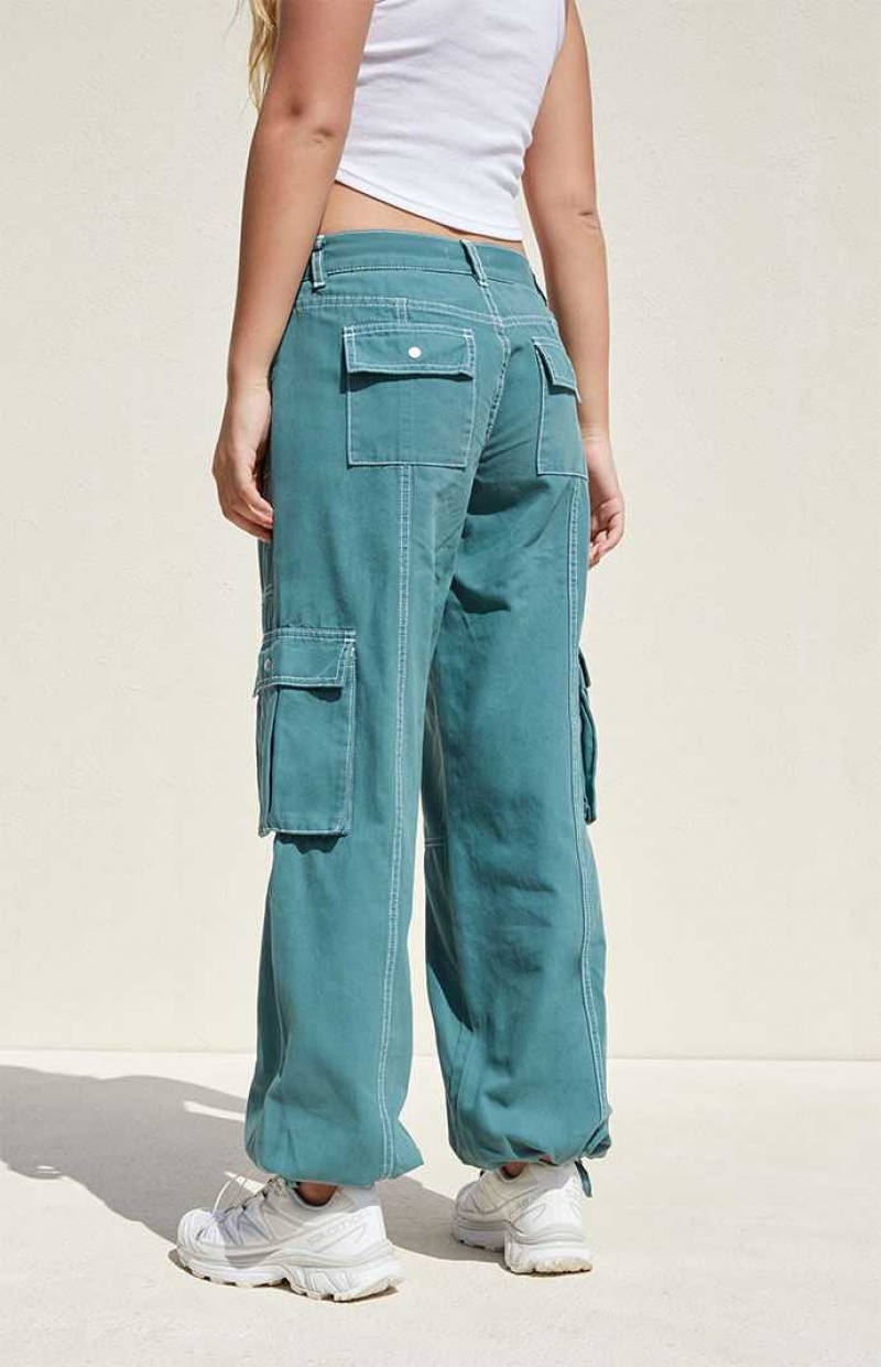 GREEN PacSun Green Low Rise Wide Leg Cargo Pants | WOHIKUV-60