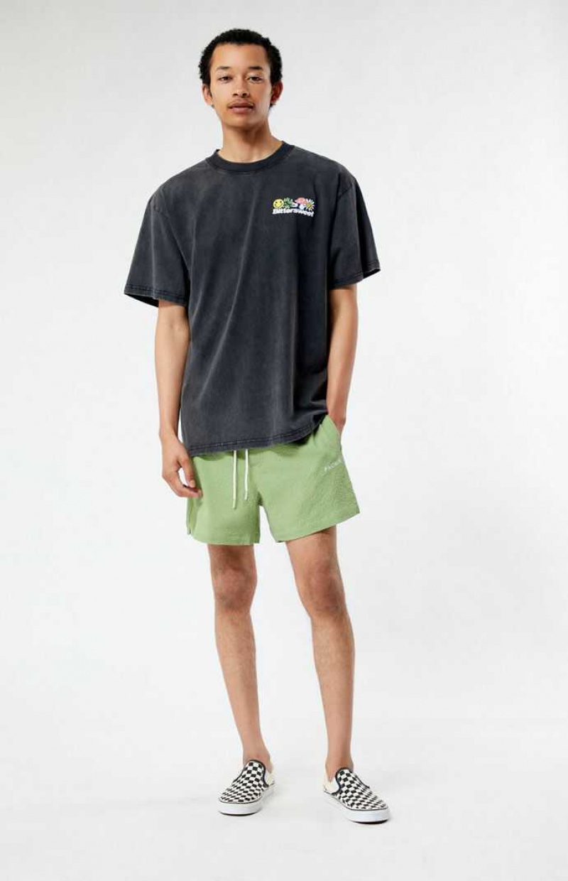 GREEN PacSun Green Sail Seersucker 4.5" Swim Trunks | RGHBZTK-45