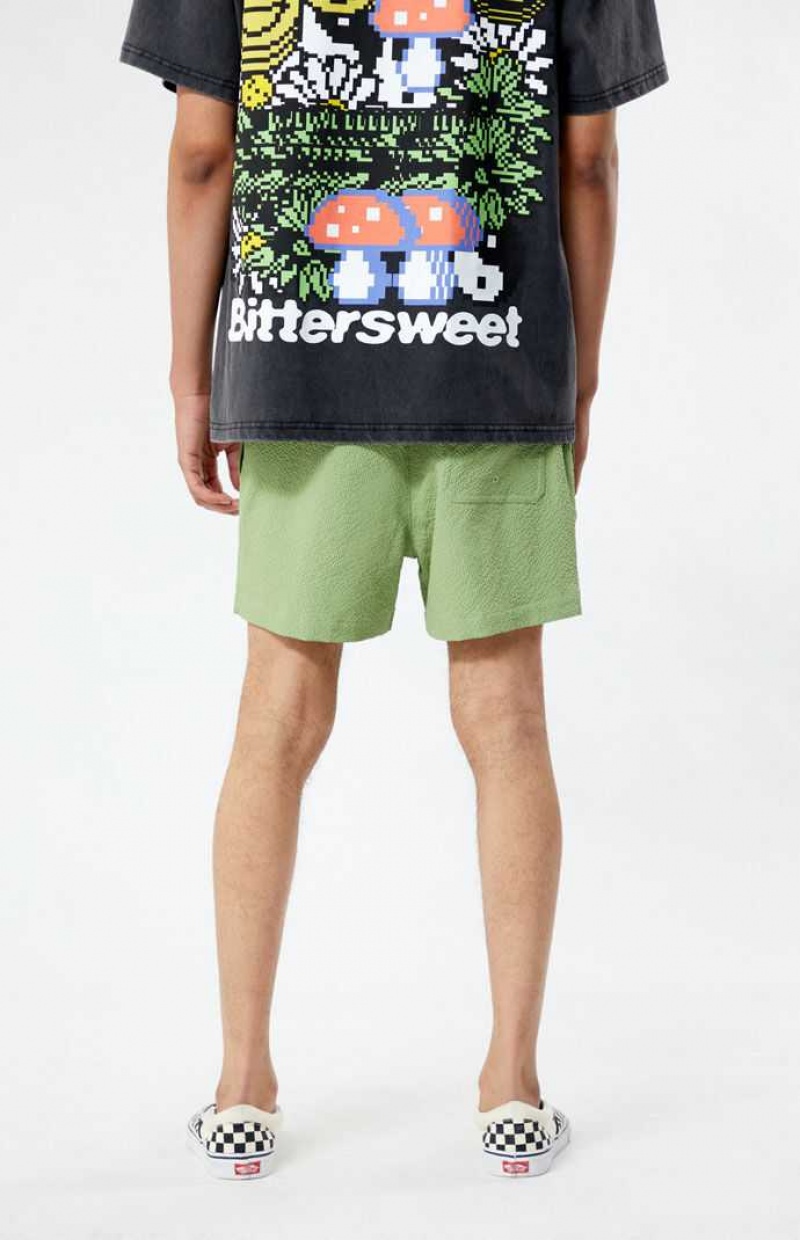 GREEN PacSun Green Sail Seersucker 4.5" Swim Trunks | RGHBZTK-45