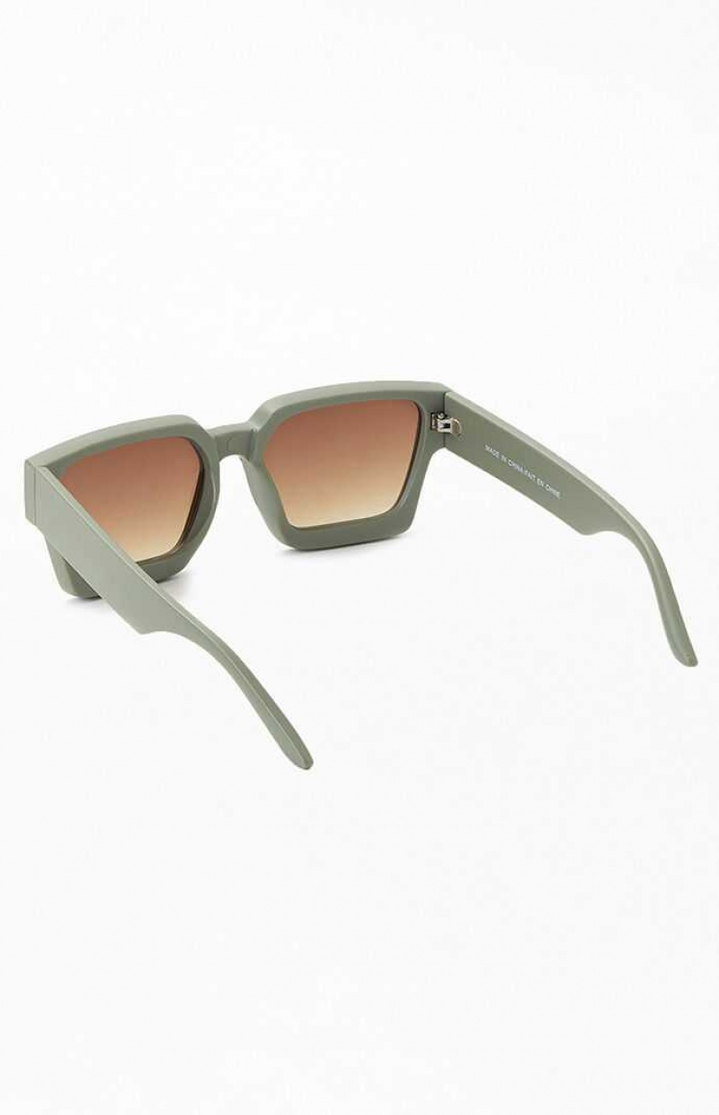 GREEN PacSun Green Square Frame Sunglasses | FAGYIUM-24