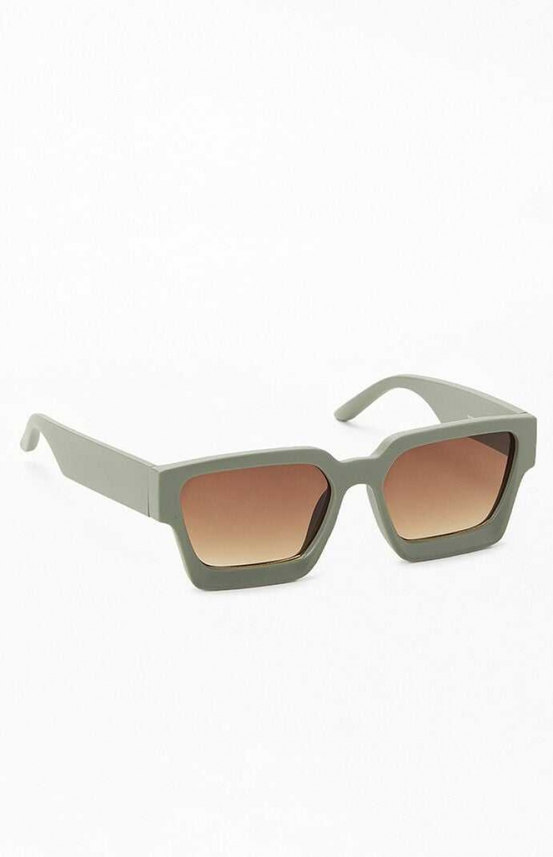 GREEN PacSun Green Square Frame Sunglasses | FAGYIUM-24