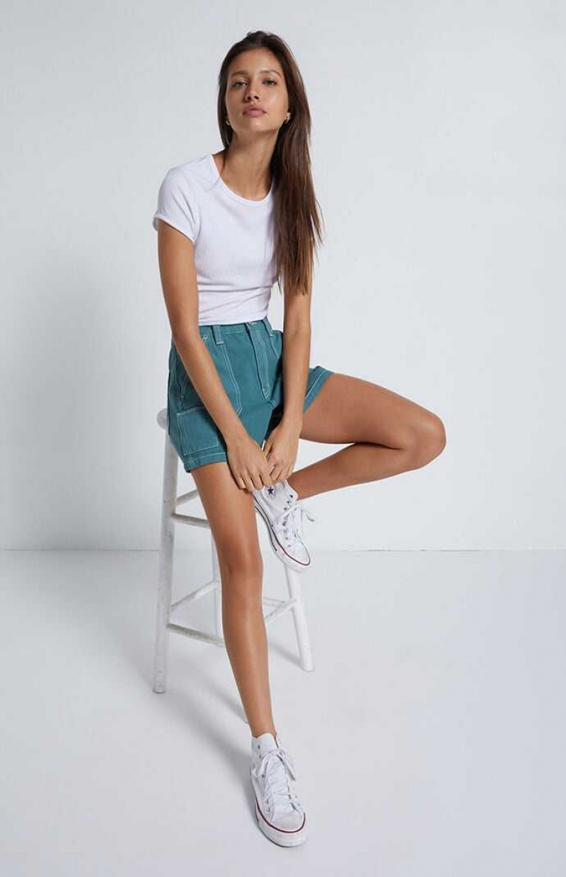 GREEN PacSun Green Workwear Cutoff Shorts | ZKUWYNV-34