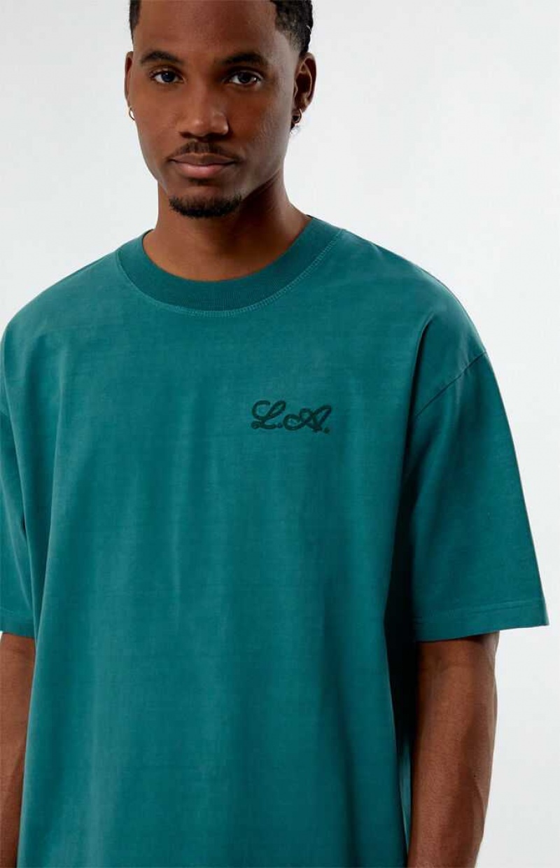 GREEN PacSun L.A Chainstitch Embroidered T-Shirt | XLOVACJ-32