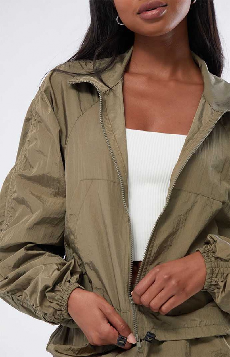 GREEN PacSun Lightweight Ruched Jacket | JBQWNUK-94