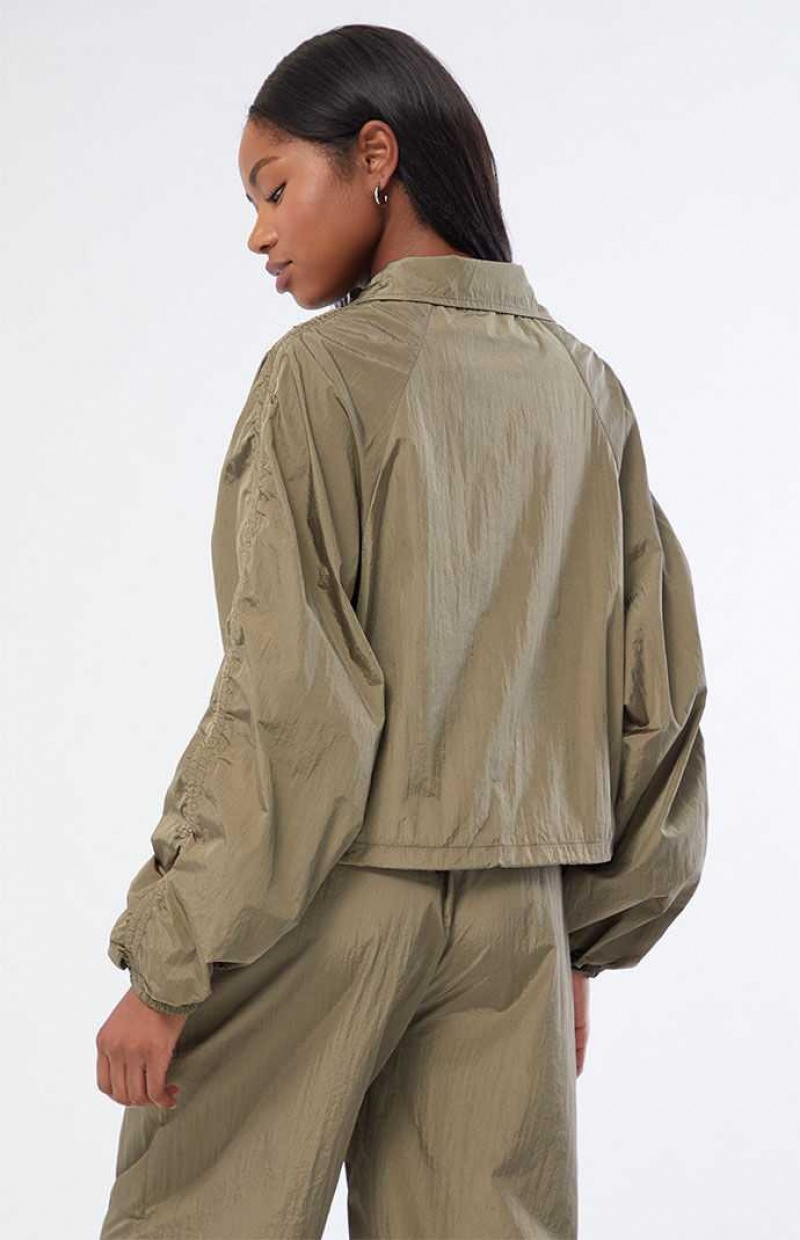 GREEN PacSun Lightweight Ruched Jacket | JBQWNUK-94