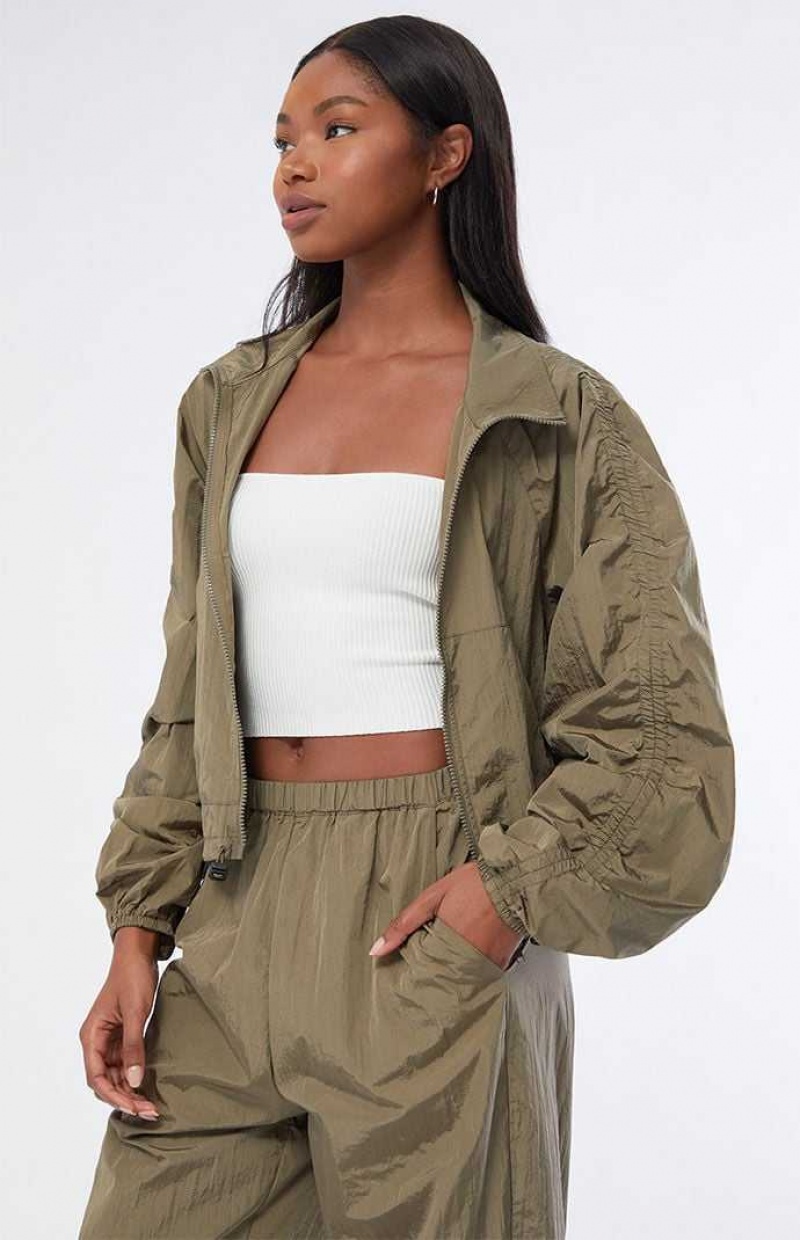 GREEN PacSun Lightweight Ruched Jacket | JBQWNUK-94