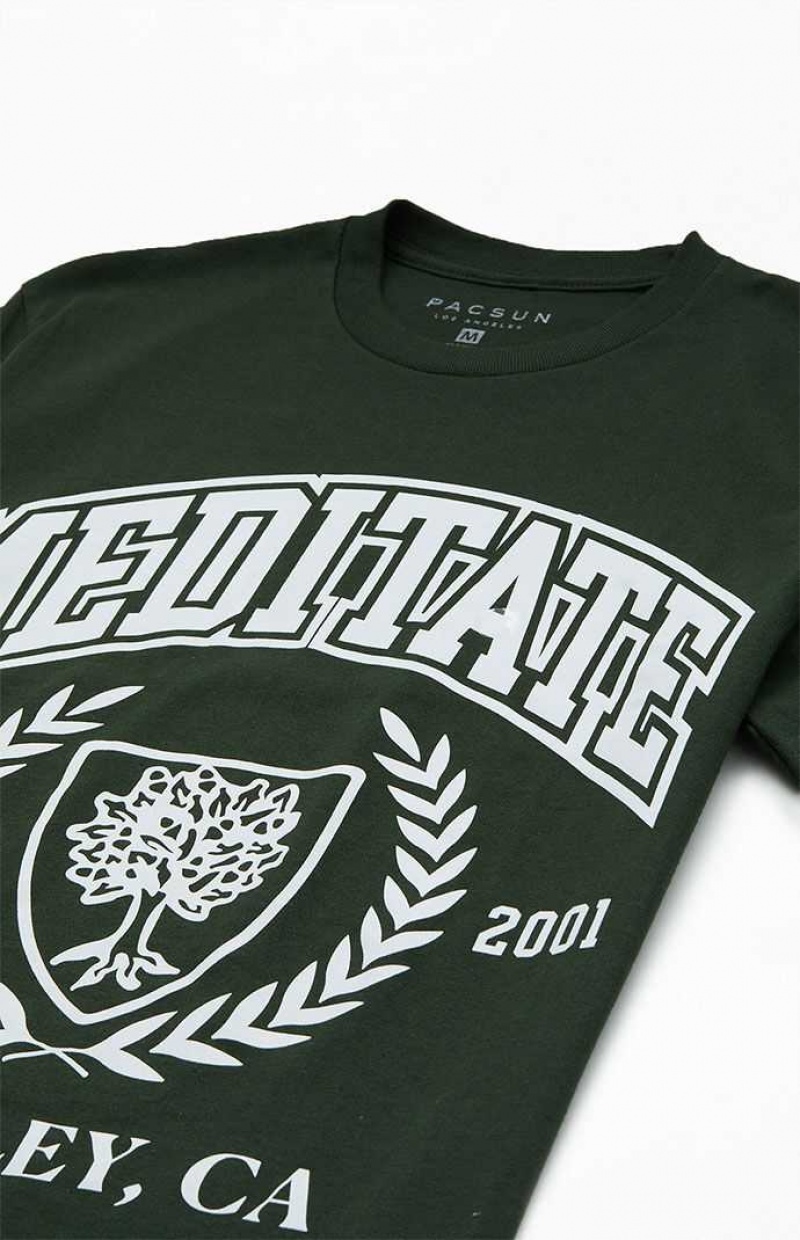 GREEN PacSun Meditate College T-Shirt | RXMGLKH-70