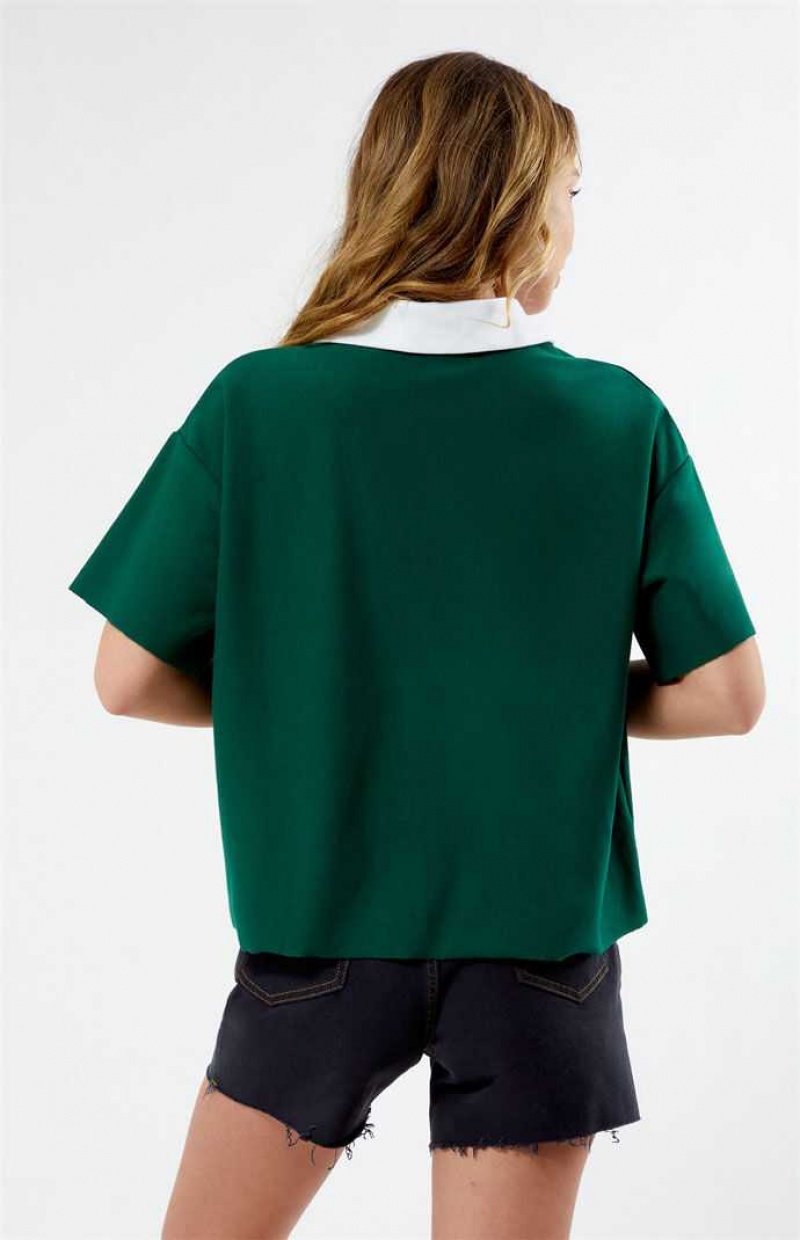 GREEN PacSun Oversized Rugby T-Shirt | JQUHYLE-93