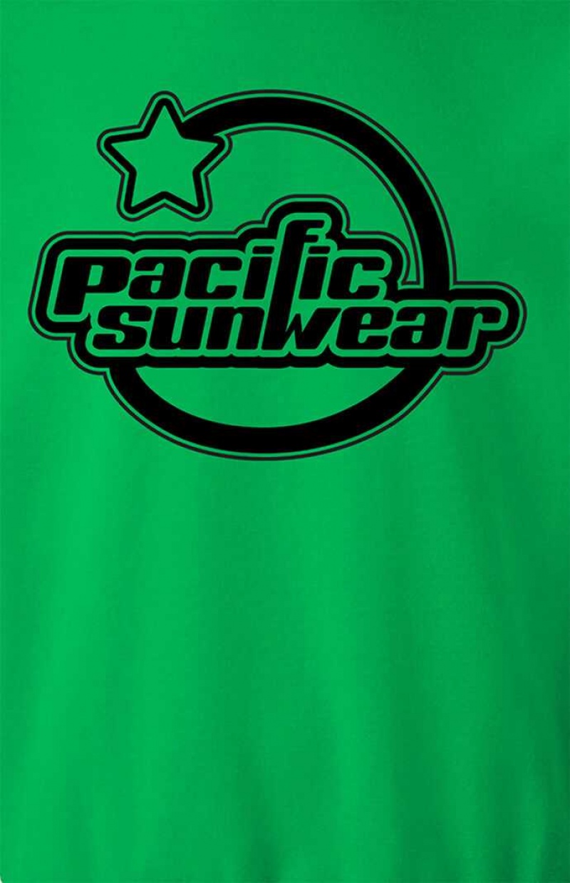 GREEN PacSun Pacific Sunwear Black Star Crew Neck Sweatshirt | TKYXOHL-59